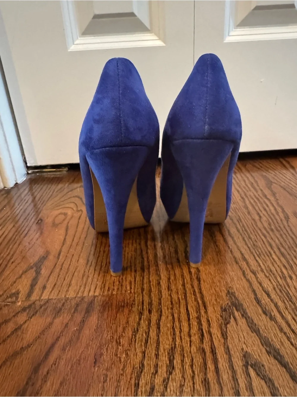Forever 21 Cobalt Blue Faux Suede Peep Toe Platform Pumps | Size 6